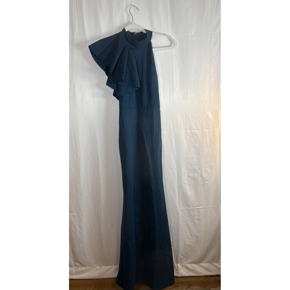Lulus Margeaux Teal Cape Sleeveless Long Gown Size Small NWT - Picture 1 of 15